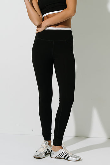 Quinn Contrast Leggings in Black