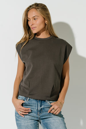 Benji Muscle Tee in Charcoal