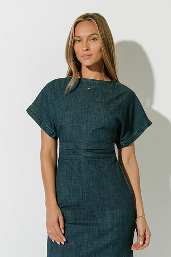 Jeanie Pleated Maxi Dress