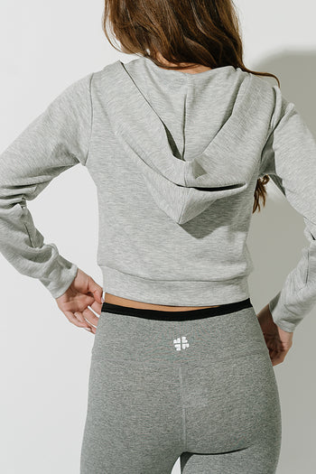 Simone Zip-Up Hoodie in Heather Grey