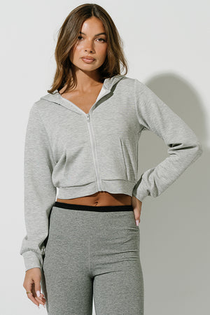 Simone Zip-Up Hoodie in Heather Grey