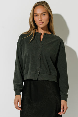 Stacey Button Up Sweater in Charcoal