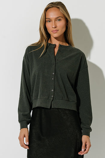 Stacey Button Up Sweater in Charcoal
