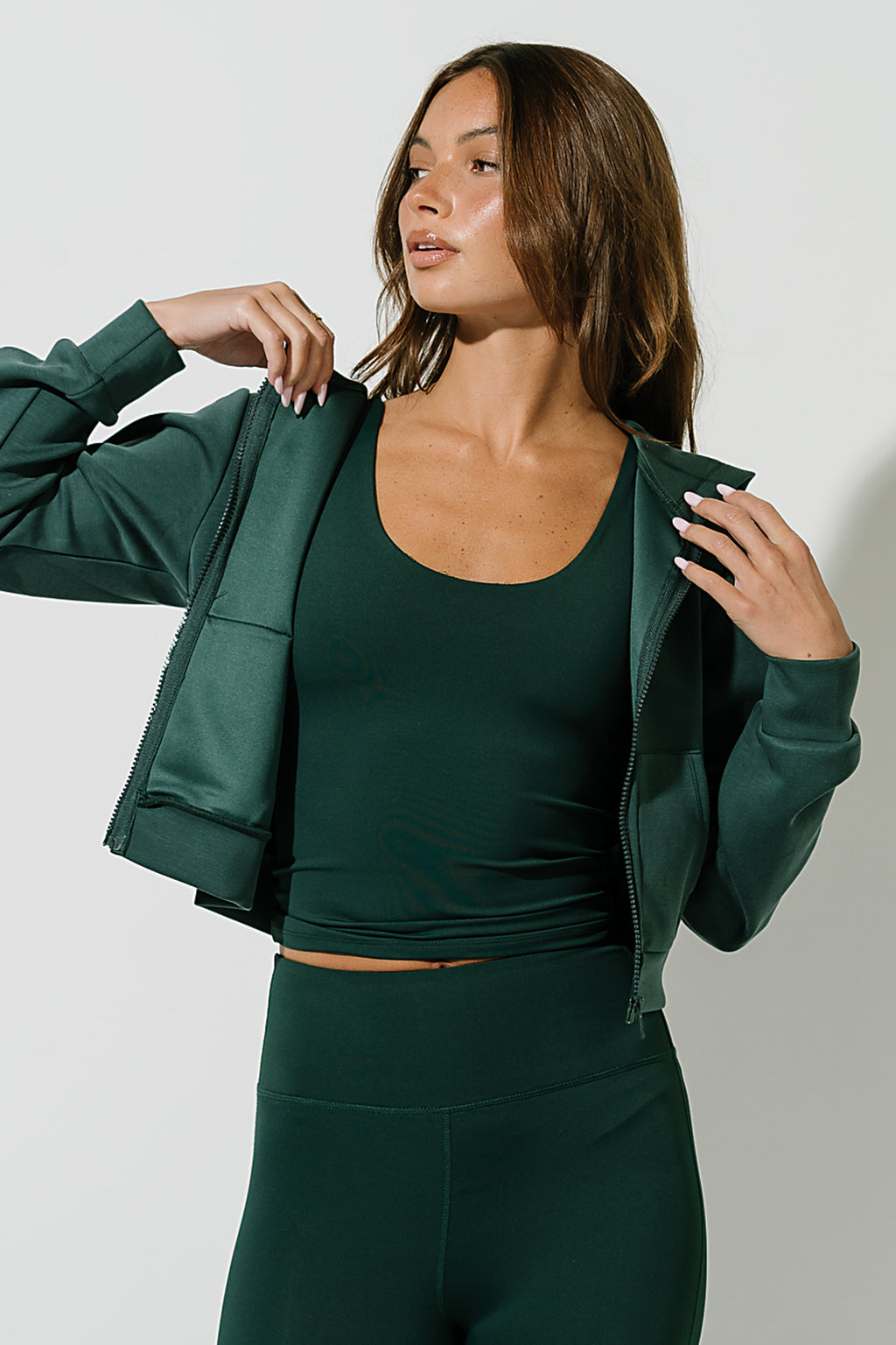 Simone Zip-Up Hoodie in Green