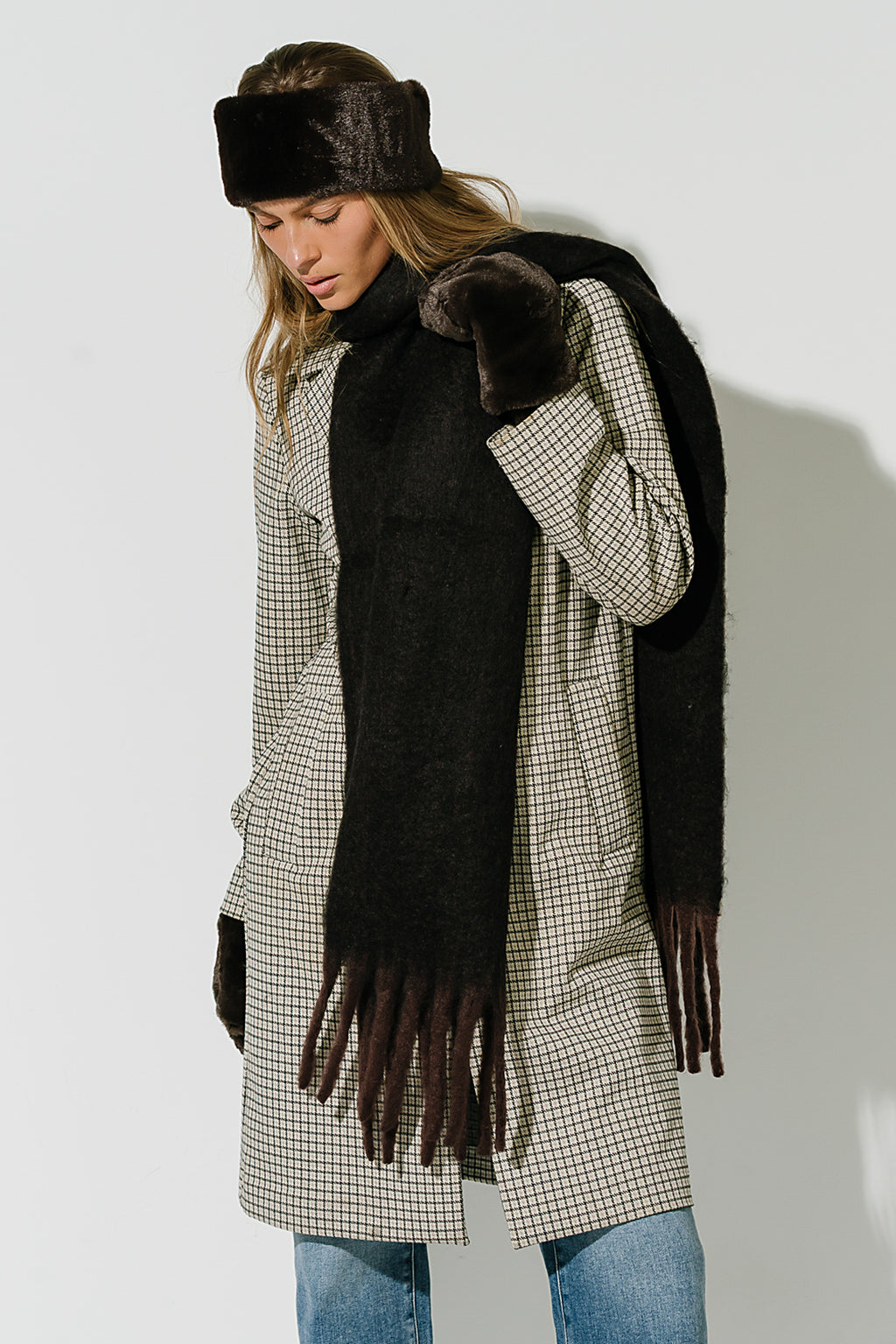 Lia Faux Fur Headwrap in Brown
