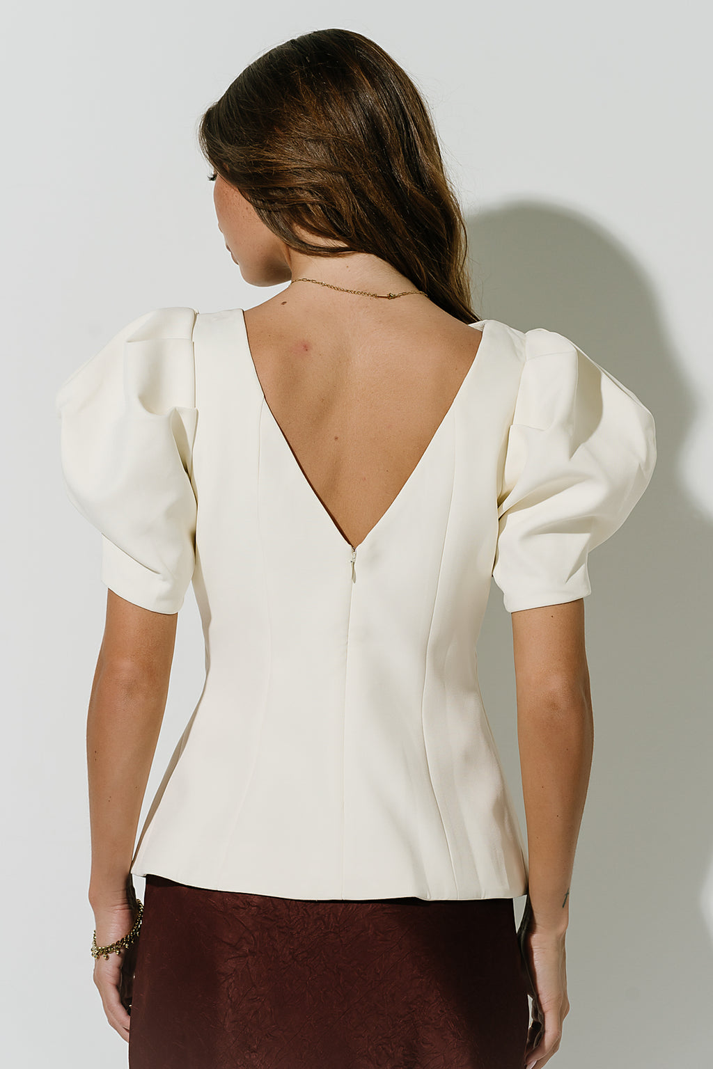 Diana Puff Sleeve Top in Ecru