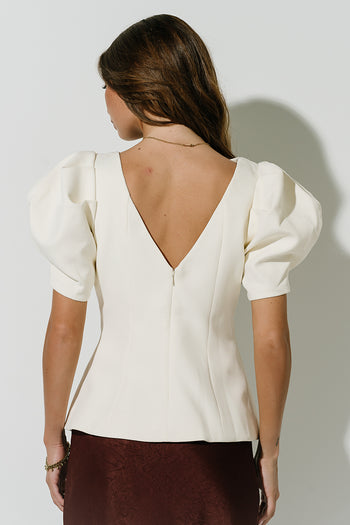 Diana Puff Sleeve Top in Ecru