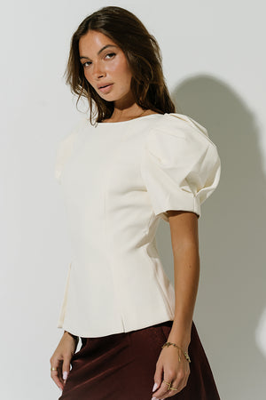 Diana Puff Sleeve Top in Ecru
