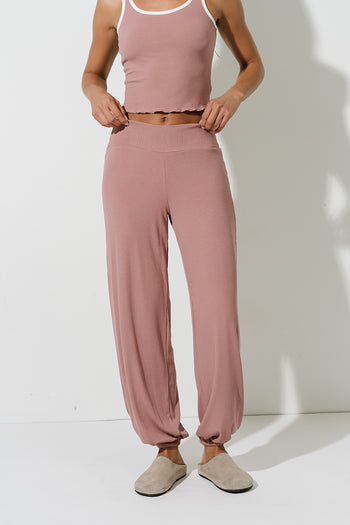 Catherine Ribbed Joggers in Pink
