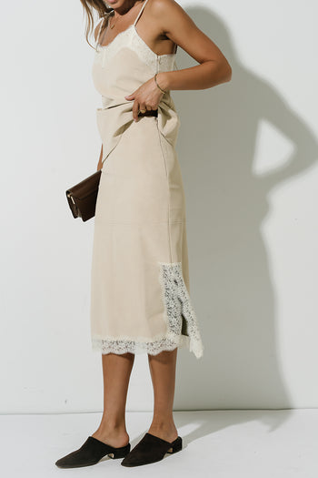 Vera Suede Skirt in Stone
