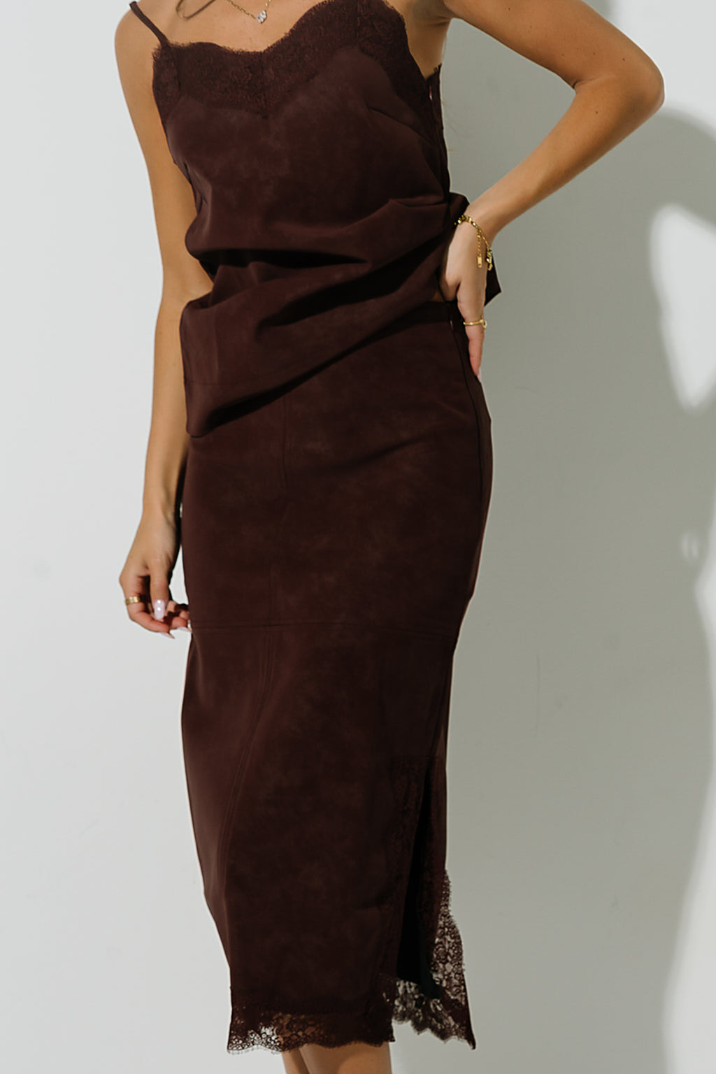 Vera Suede Skirt in Burgundy