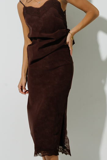 Vera Suede Skirt in Burgundy