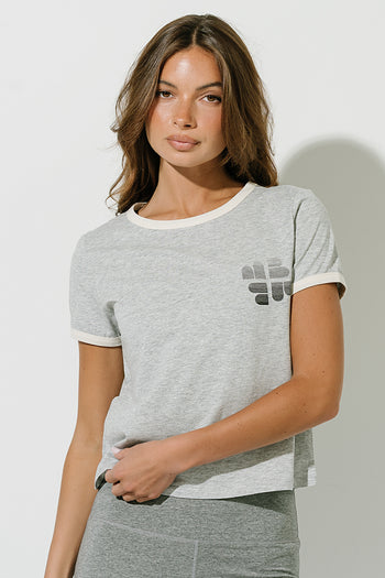 Mia Ringer Tee in Heather Grey