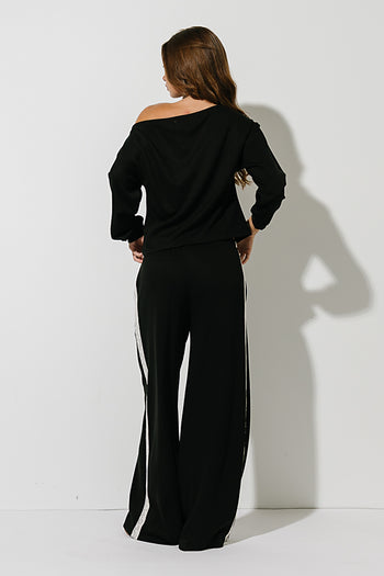 Skylar Wide Leg Sweatpants in Black