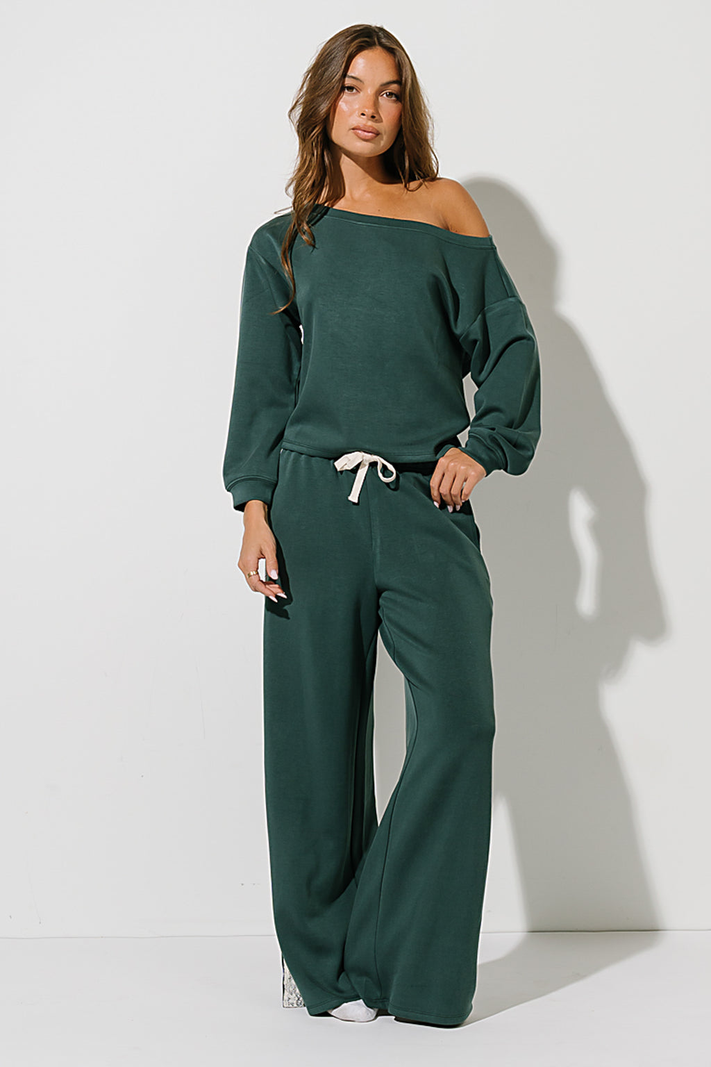 Skylar Wide Leg Sweatpants in Green