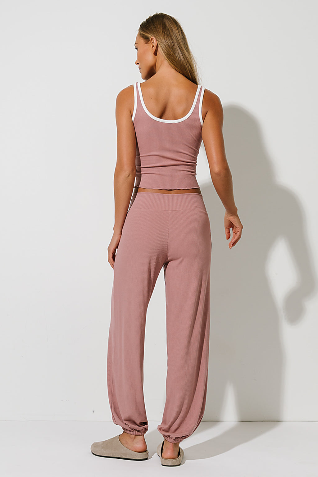 Catherine Ribbed Joggers in Pink