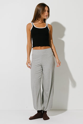 Catherine Ribbed Joggers in Heather Grey