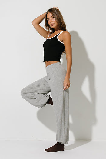 Catherine Ribbed Joggers in Heather Grey