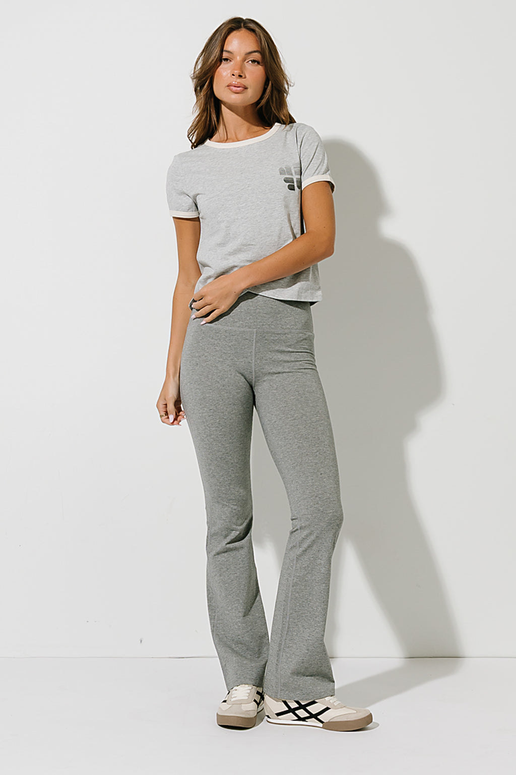 Mia Ringer Tee in Heather Grey