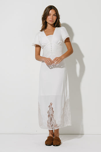 Alaina Lace Maxi Dress in Ivory