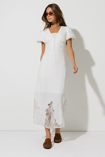 Alaina Lace Maxi Dress in Ivory