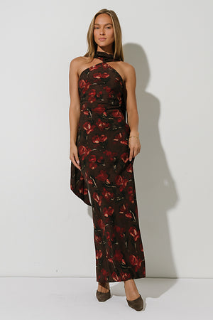 Max Floral Maxi Dress in Brown