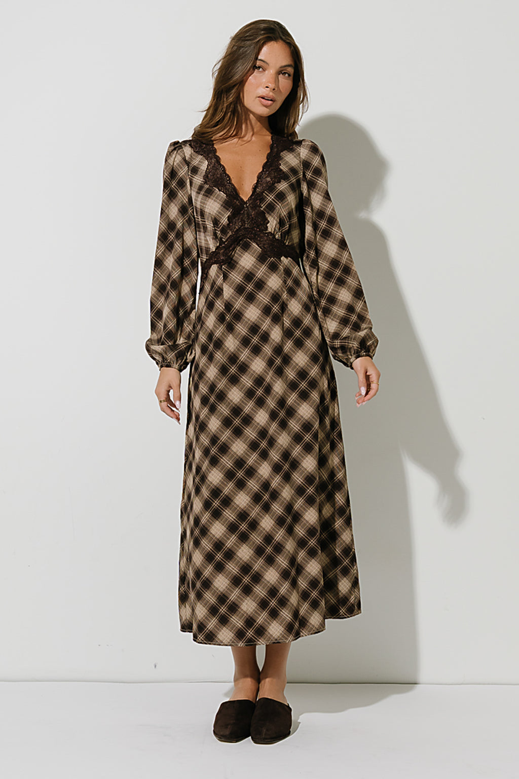 Miriam Plaid Midi Dress