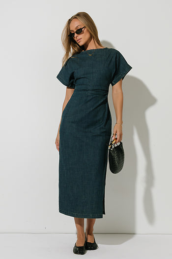 Jeanie Pleated Maxi Dress