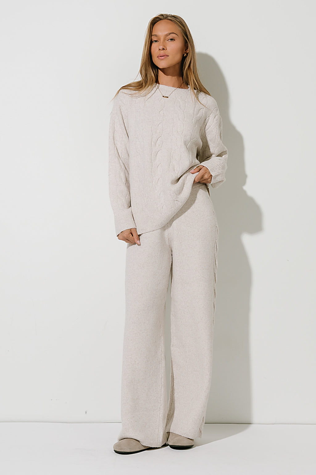 Celine Wide Leg Pants in Oatmeal