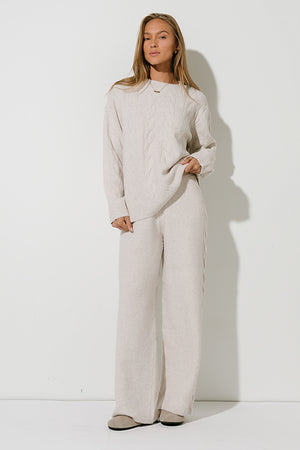 Celine Wide Leg Pants in Oatmeal