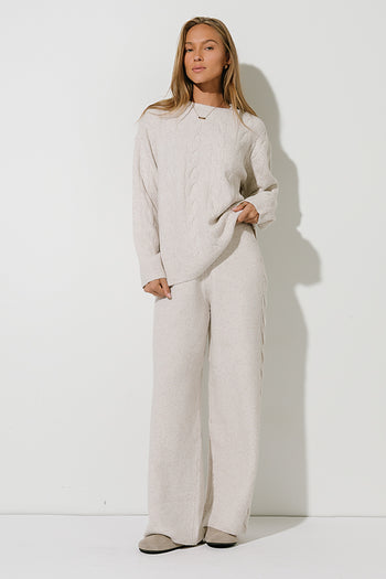 Celine Wide Leg Pants in Oatmeal