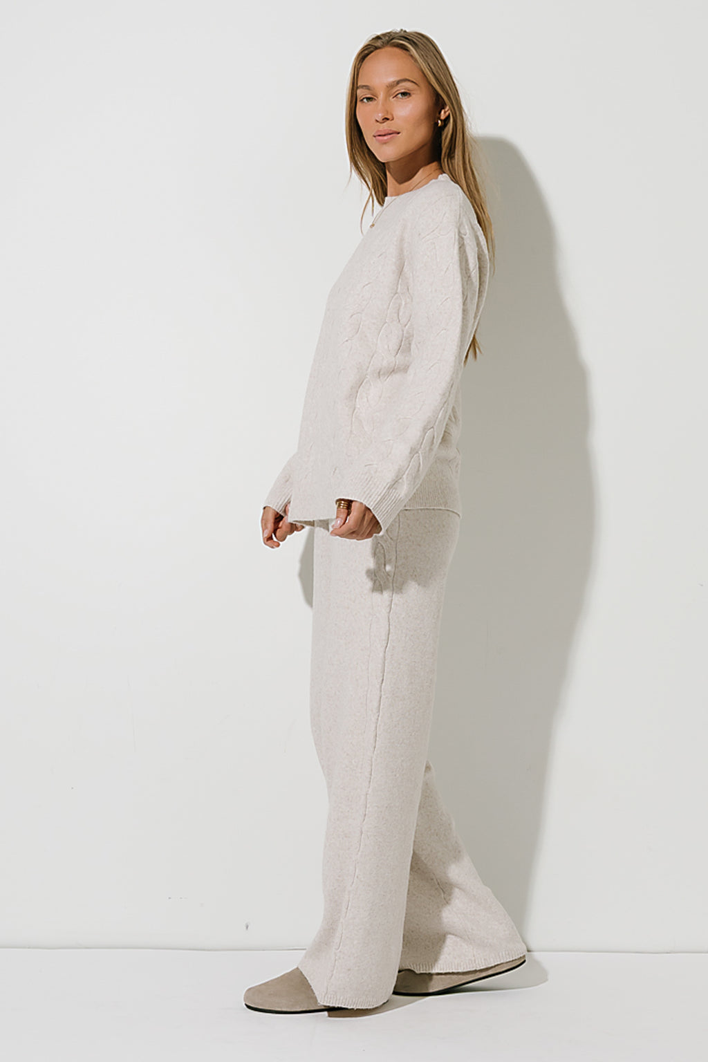 Celine Wide Leg Pants in Oatmeal
