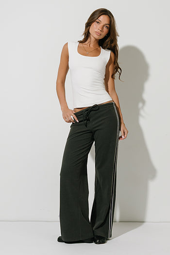 Stacey Stripe Trousers in Charcoal