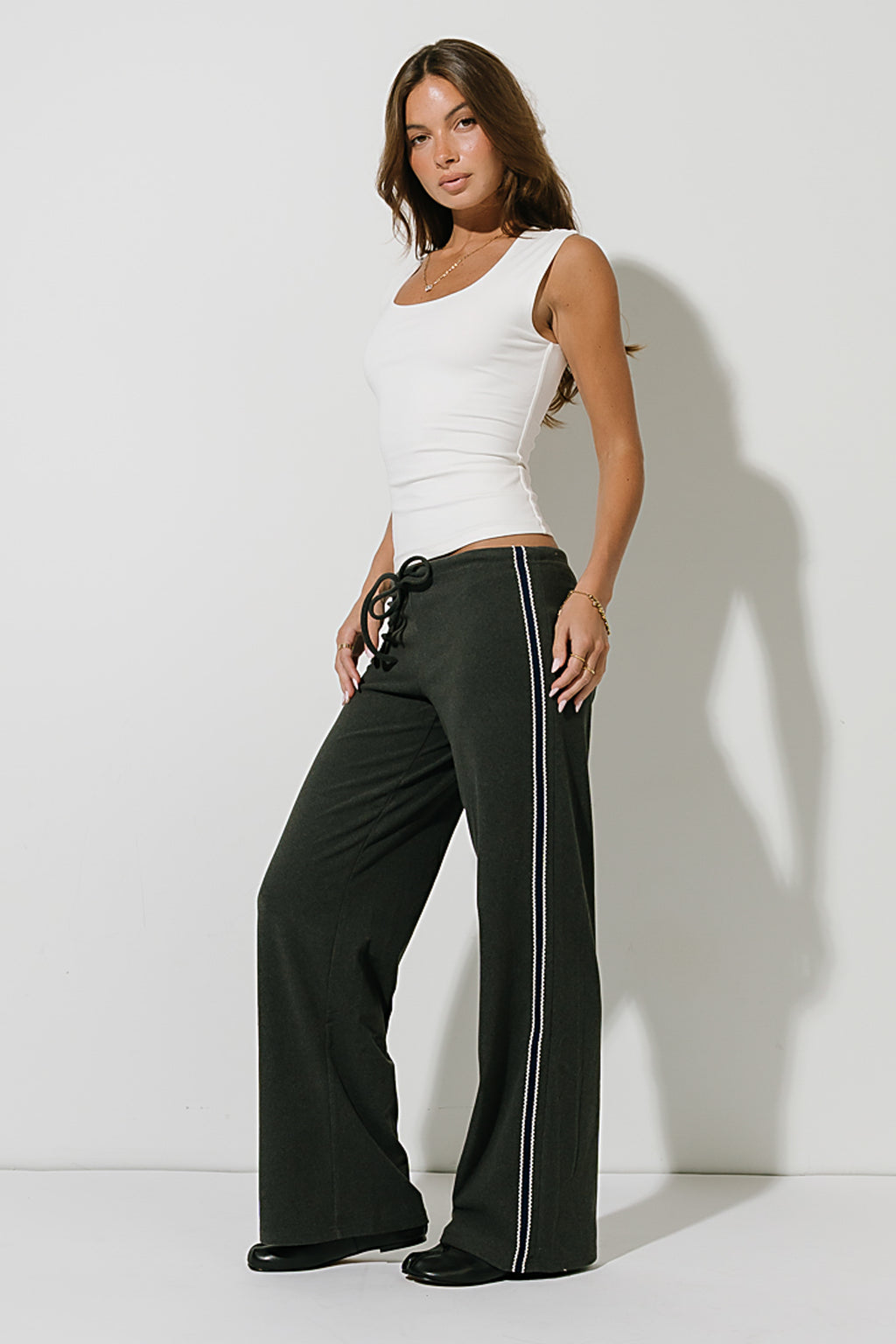 Stacey Stripe Trousers in Charcoal
