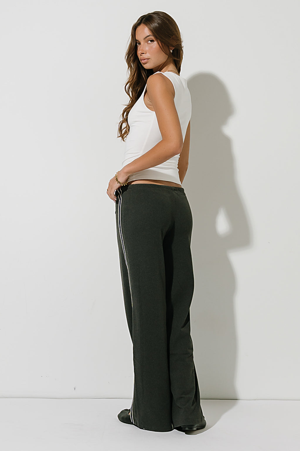 Stacey Stripe Trousers in Charcoal