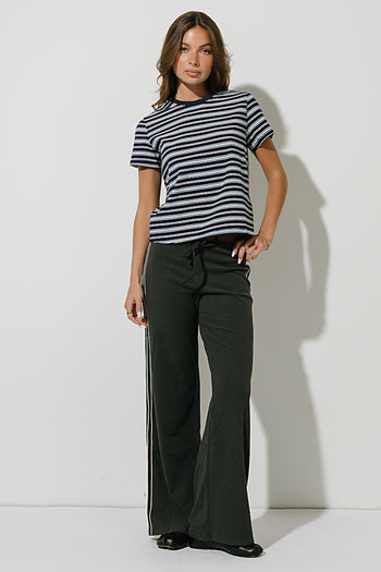Stacey Stripe Trousers in Charcoal