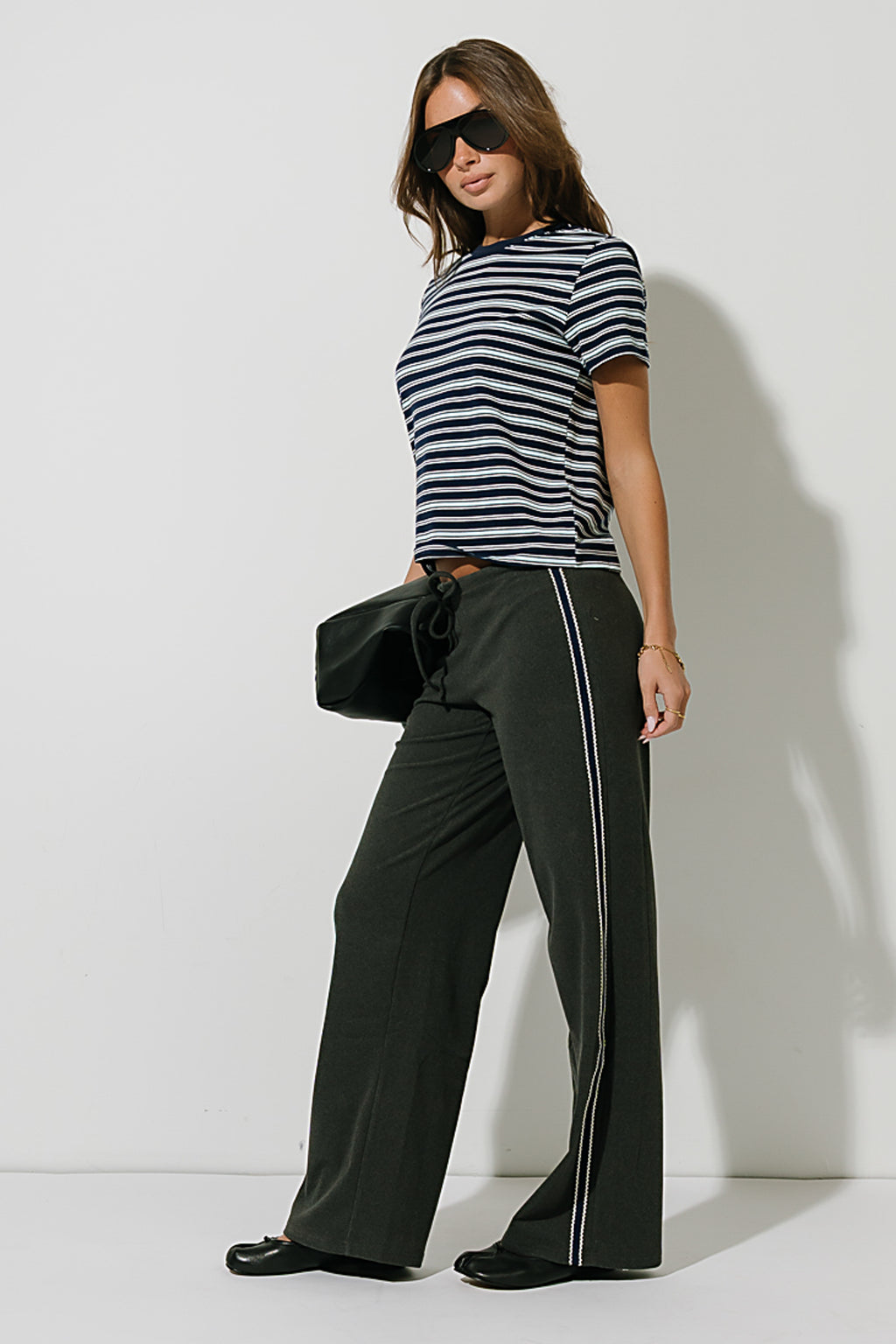 Stacey Stripe Trousers in Charcoal