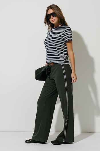 Stacey Stripe Trousers in Charcoal