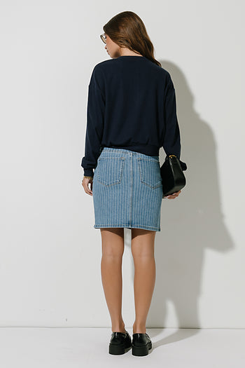 Amy Button Up Sweater in Navy