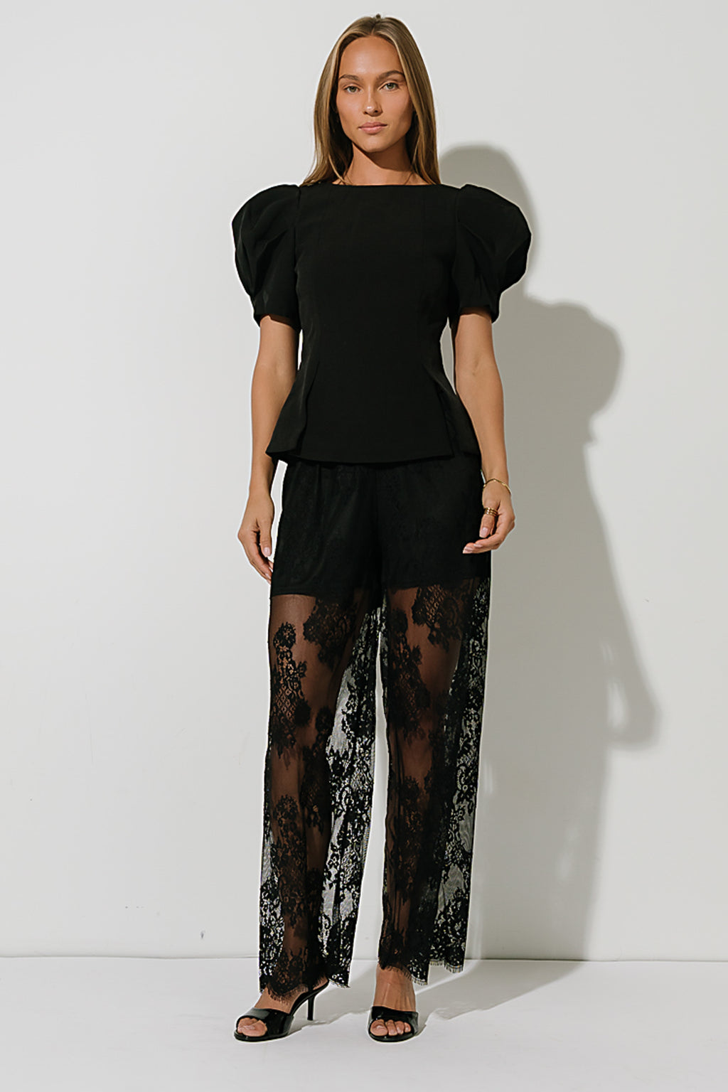 Diana Puff Sleeve Top in Black
