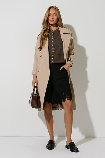 Monroe Pointelle Cardigan in Brown