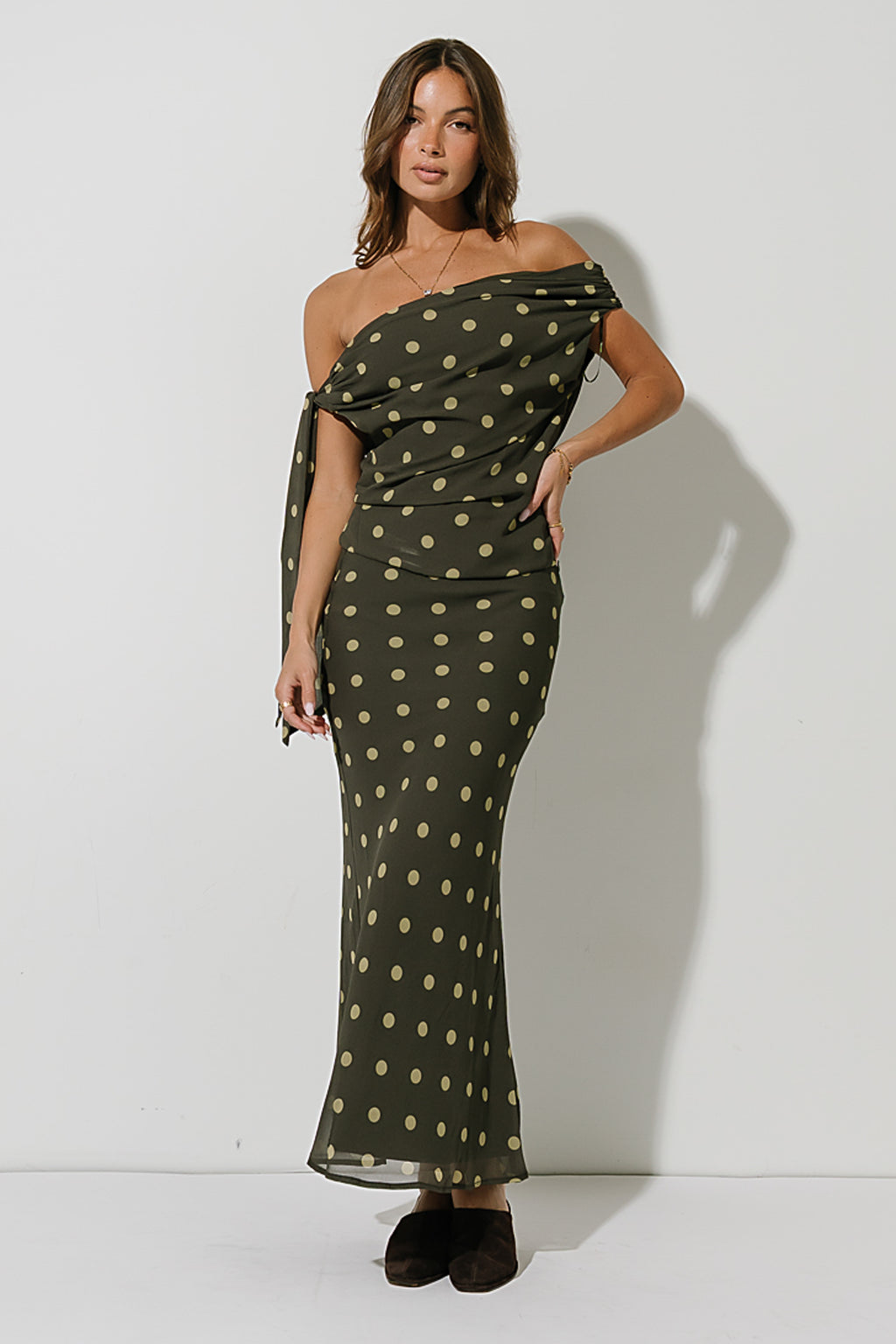 Haven Polka Dot Top in Olive