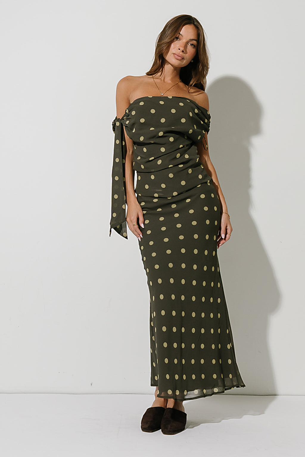 Haven Polka Dot Skirt in Olive