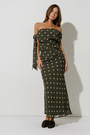 Haven Polka Dot Skirt in Olive