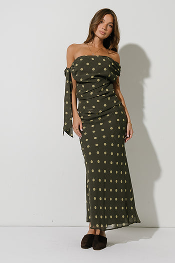 Haven Polka Dot Skirt in Olive