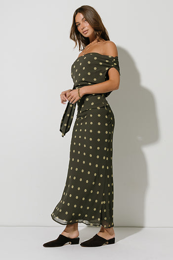 Haven Polka Dot Skirt in Olive