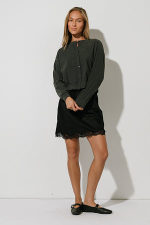 Harper Lace Trim Mini Skirt in Black
