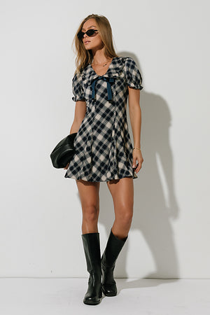 black and white plaid mini dress Collins Yas