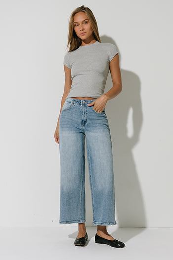 Asher Ribbed top in Heather Grey