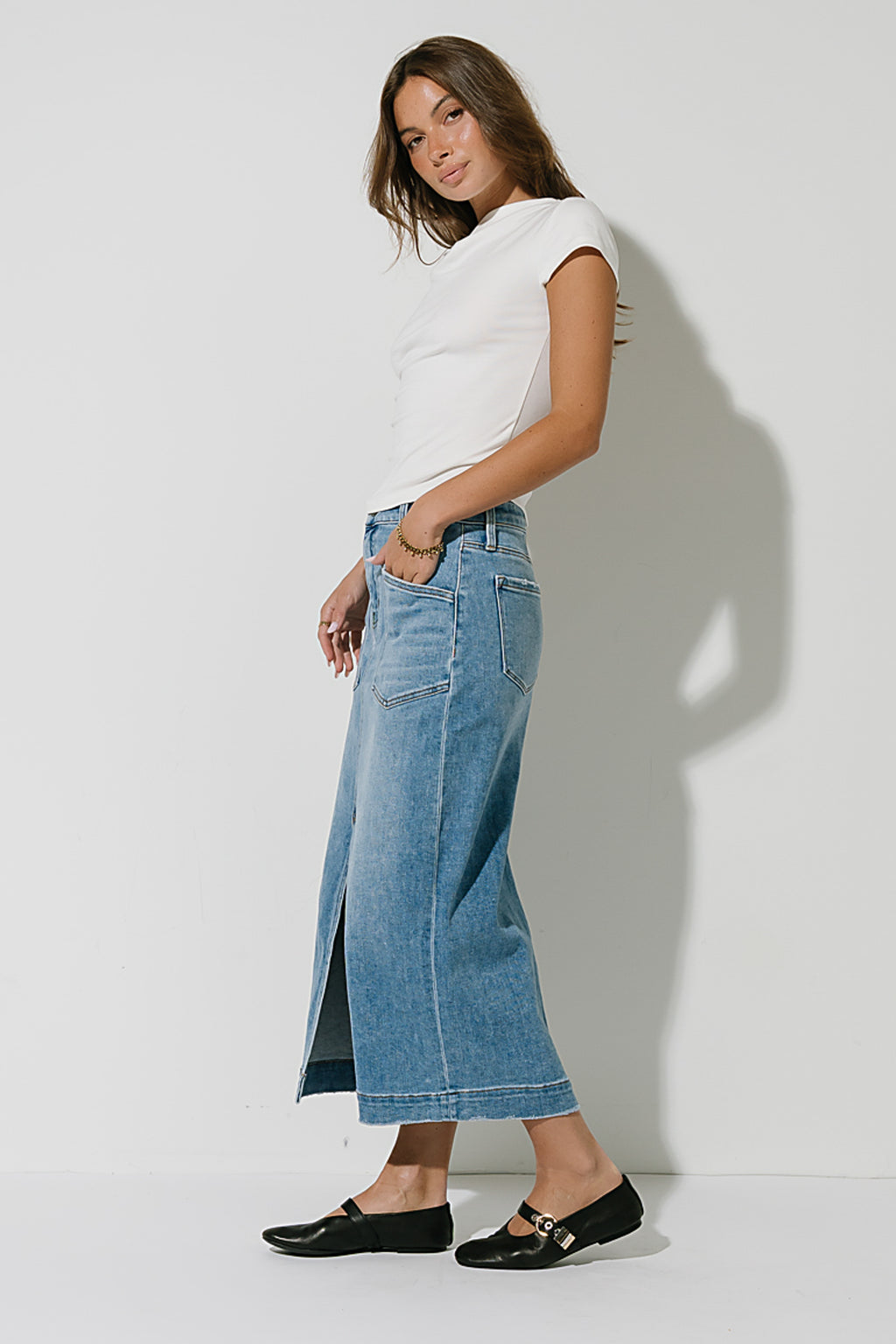 Landry Denim Midi Skirt - FINAL SALE